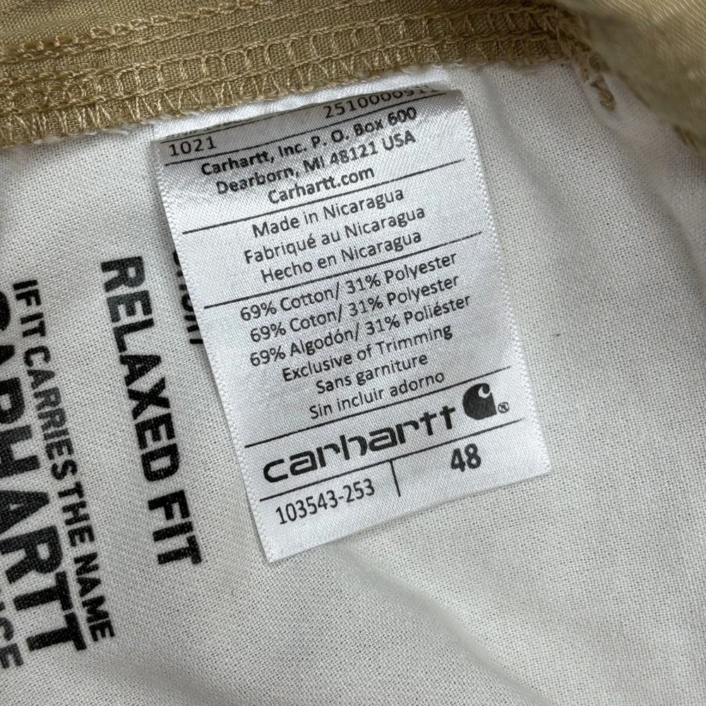 Carhartt Force Broxton Cargo Shorts Mens 48 Tan Khaki Ripstop Relaxed Fit 11